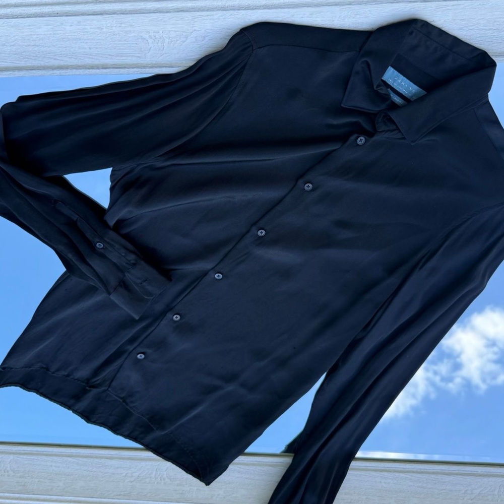 Zara Men's Sleek Black Button-Up Shirt